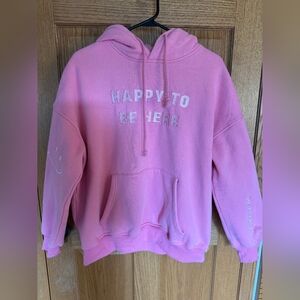 Sunkissed Coconut Happy to Be Here Hoodie Sweatshirt Beach Fun Pink Soft Small